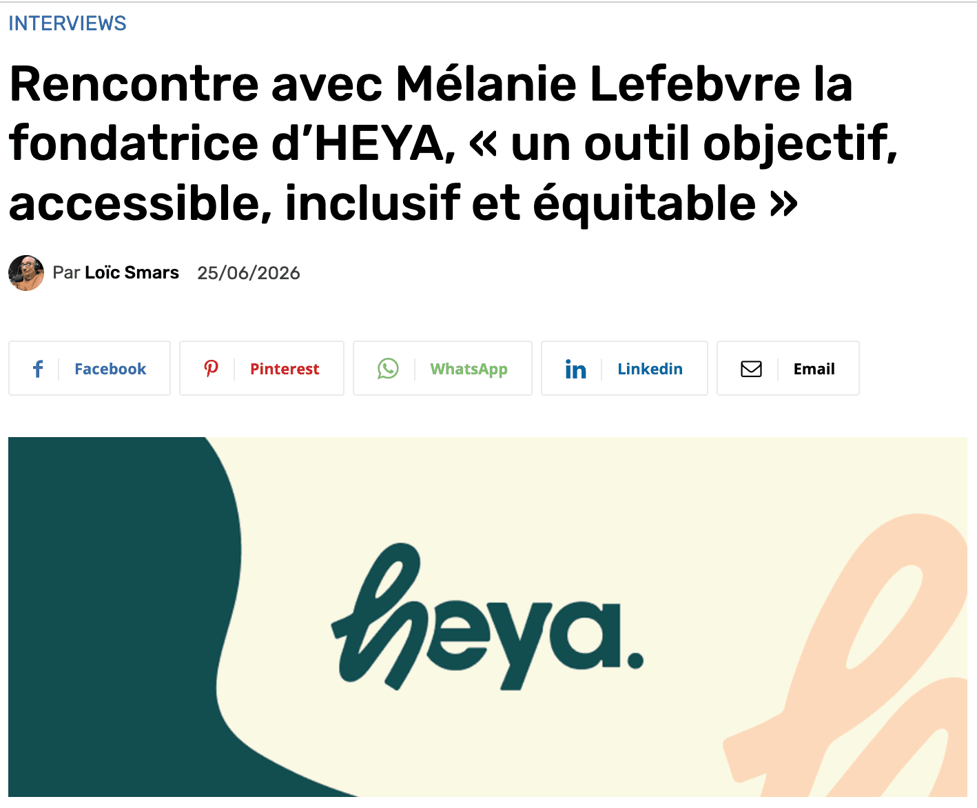 HEYA dans Le Suricate : entretien avec Loïc Smars